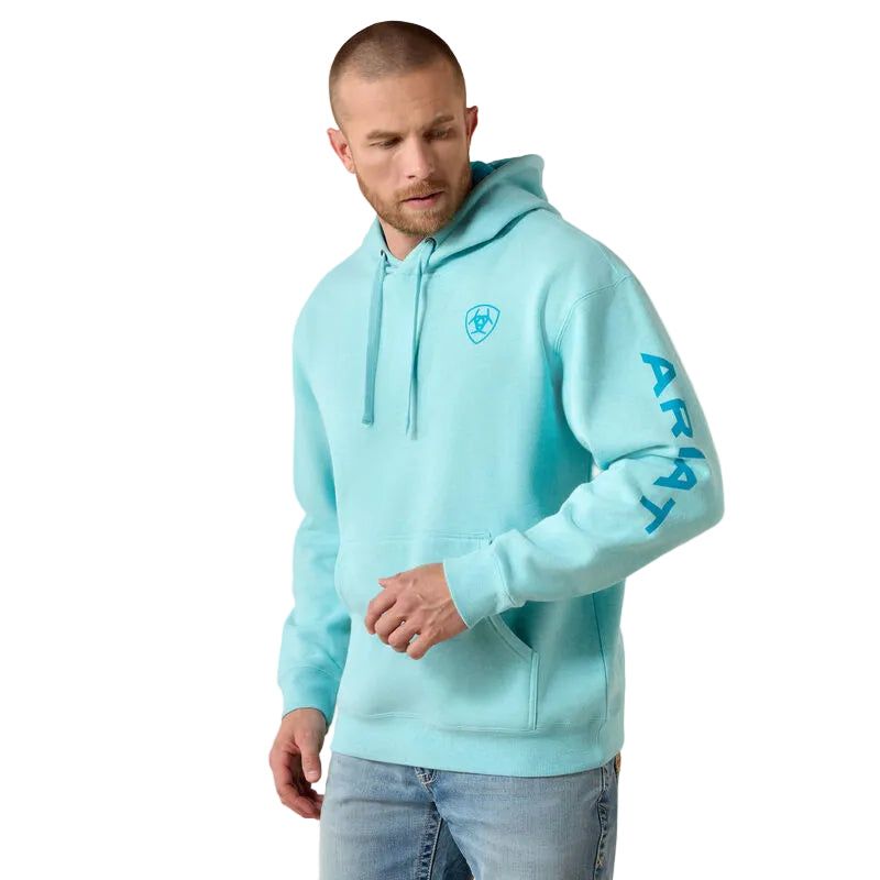 Ariat Men's Logo Long Sleeve Hoodie - Aqua Heather