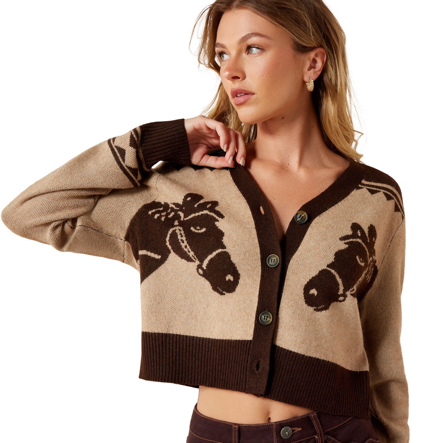 Ariat Women's Colter Cardigan - Tiger's Eye/Chicory Coffee