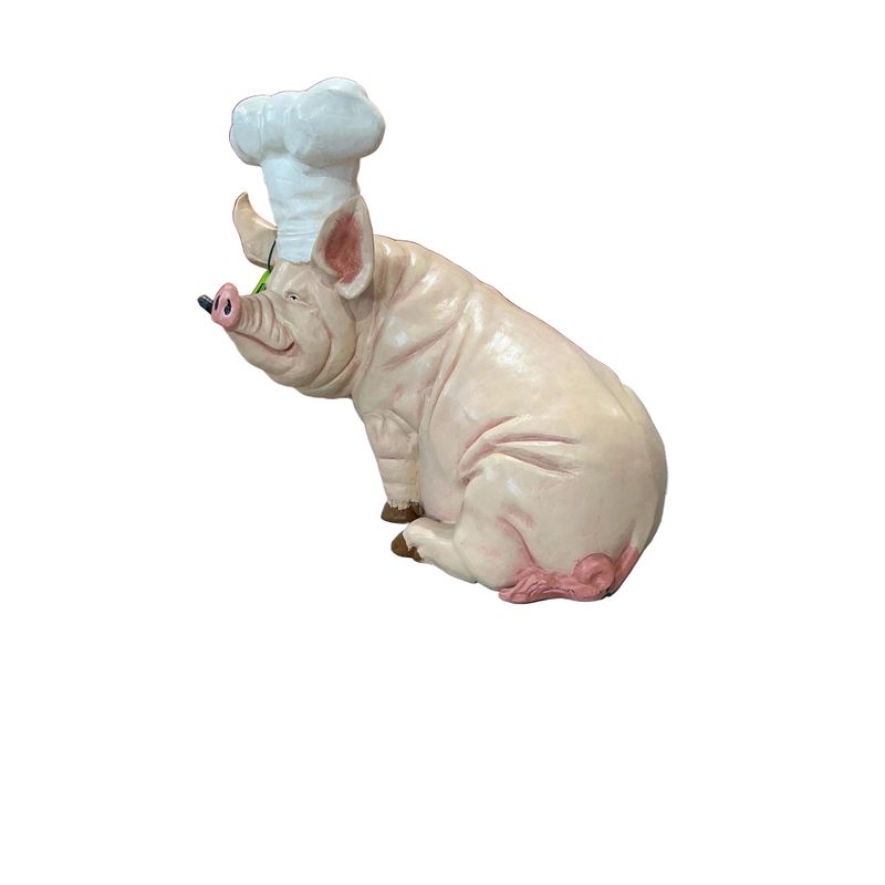 Aluminum Large Sitting Pig W/Chef Hat