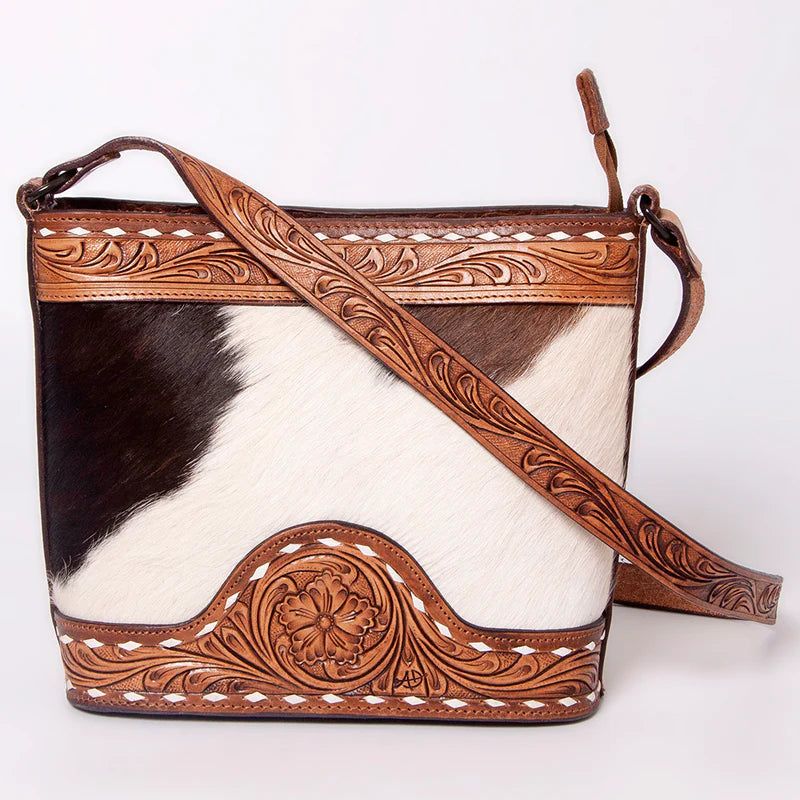 American Darling Cowhide &amp; Tooled Leather Western Tote Bag - American Darling
