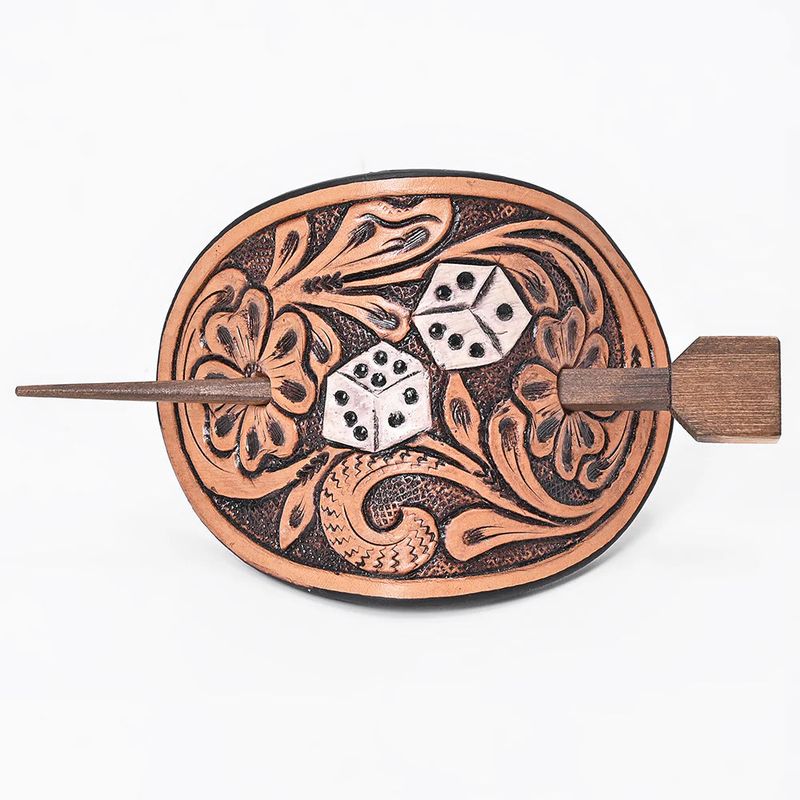 American Darling Leather Hair Stick Barrette - Dice