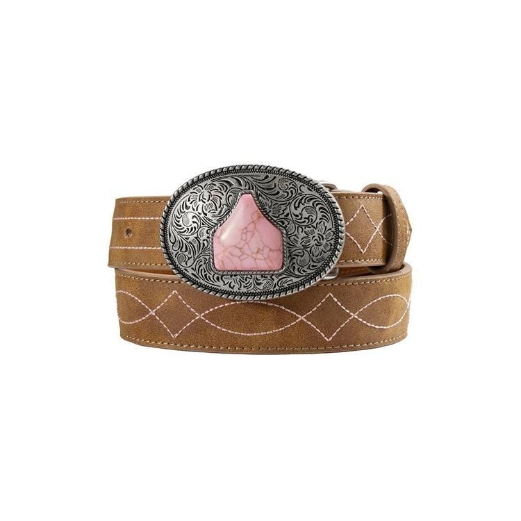 Angel Ranch Girl's 1 1/4" Boot Stitch Belt- Brown
