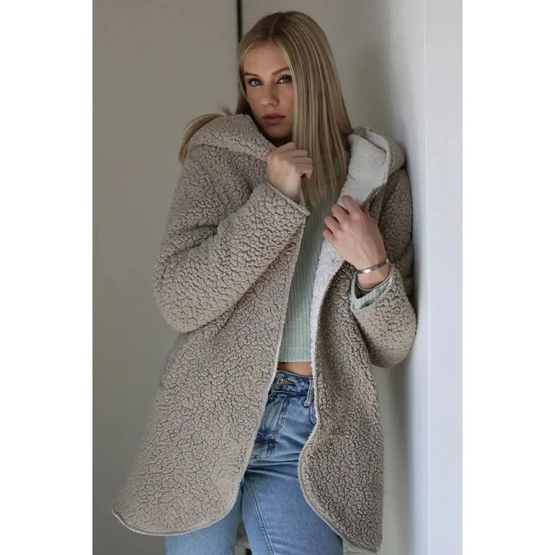 Angie Women's Super Soft Reversible Hooded Jacket - Ivory