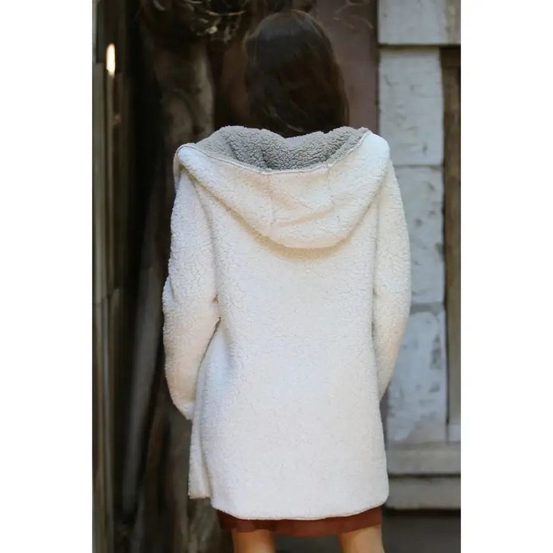 Angie Women's Super Soft Reversible Hooded Jacket - Ivory