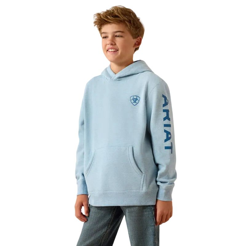 Ariat Boy's Logo Long Sleeve Hoodie - Baby Blue Heather