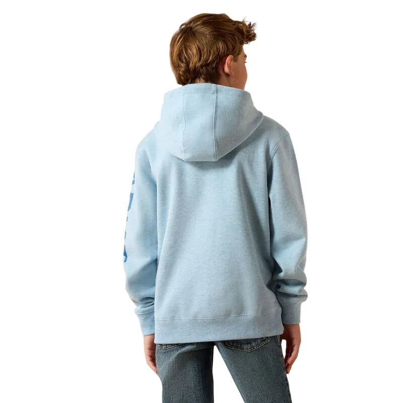 Ariat Boy's Logo Long Sleeve Hoodie - Baby Blue Heather