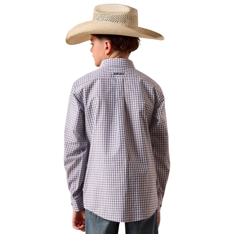 Ariat Boy's Pro Series Blaire Long Sleeve Plaid Shirt - Sheet Grey
