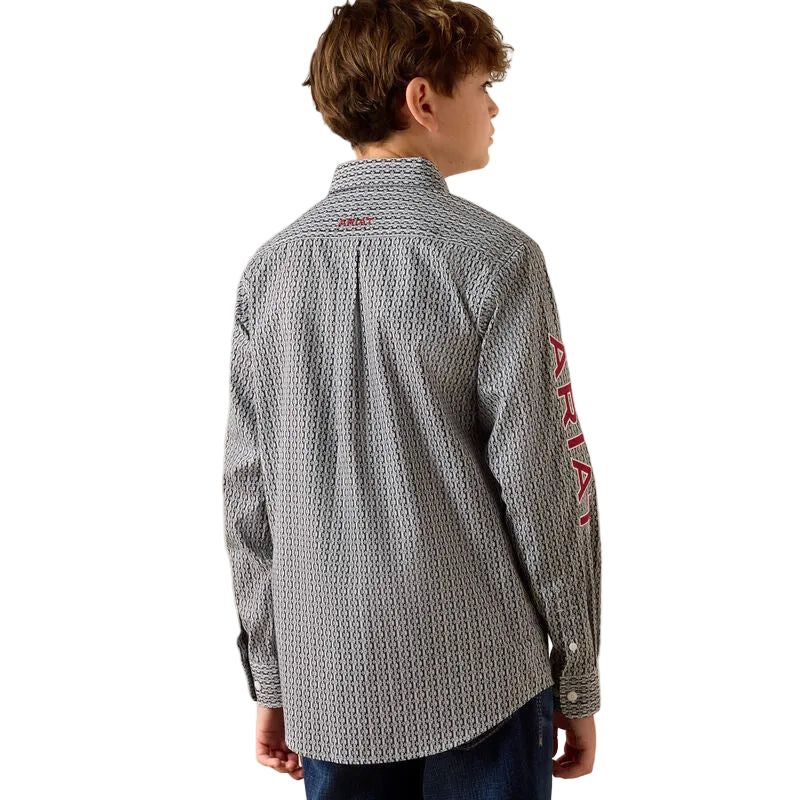 Ariat Boy's Team Ward Long Sleeve Shirt - Black/Red