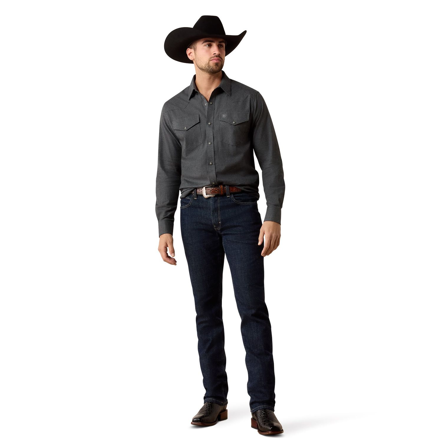 Ariat Men's Solid Twill Fitted Shirt - Charcoal Heather