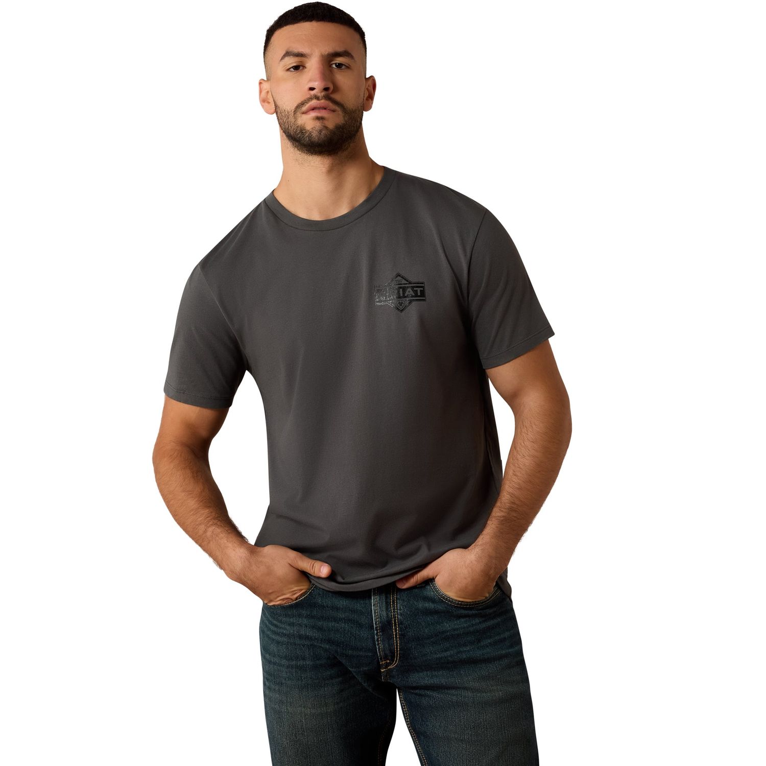 Ariat Men's Ariat Leather Diamond T-Shirt - Dark Shadow