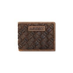 Ariat Men's Bifold Basket Weave Wallet- Medium Brown