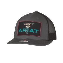 Ariat Men's Bull Skull Patch Cap- Charcoal
