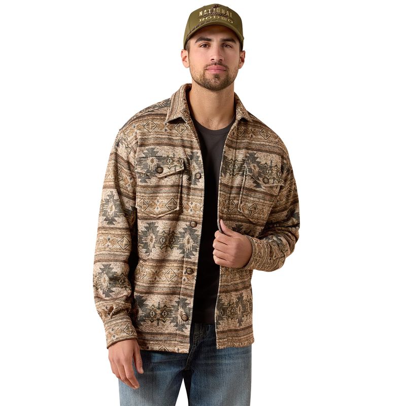 Ariat Men's Caldwell Printed Shirt Jacket - Savannah Tan Southwest