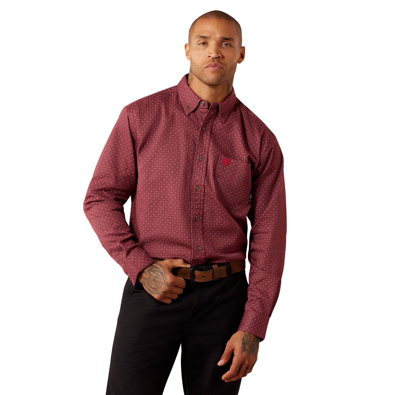 Ariat Men's FR Logan Work Shirt - Burgundy