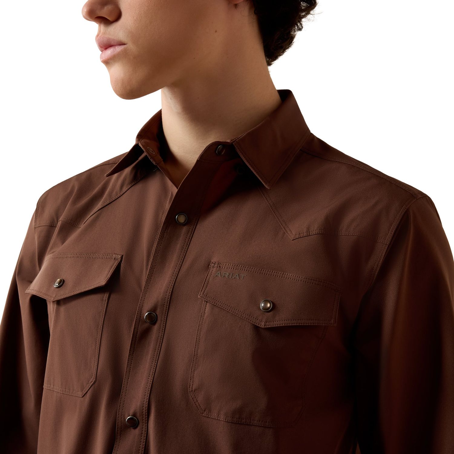 Ariat Men's FrontierFlex VentTEK Western Fitted Snap Shirt - Chestnut