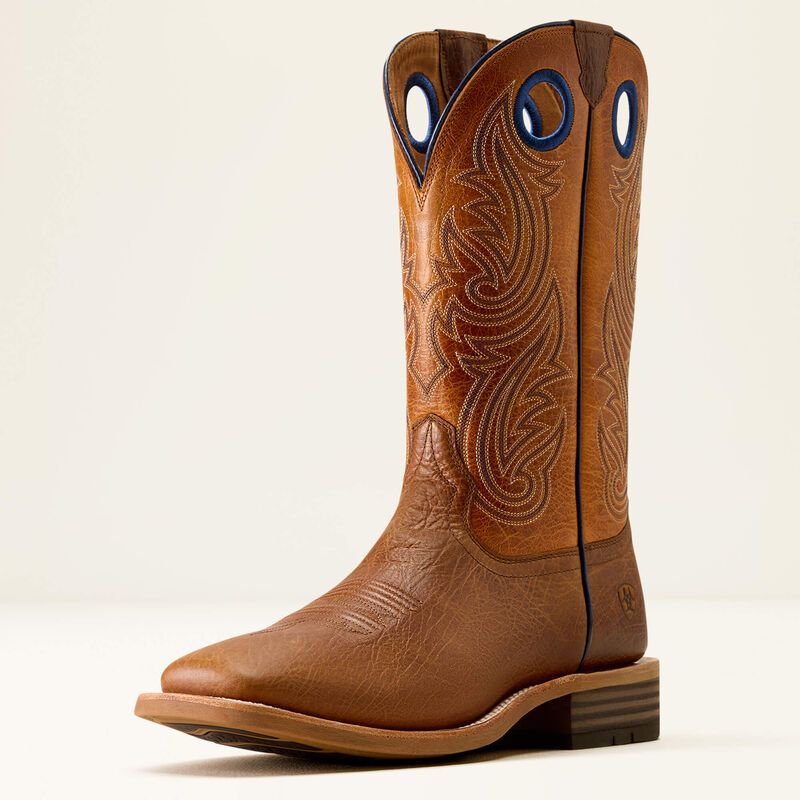 Ariat Men's Highland Toughstock Wide Square Toe Cowboy Boot- Cottage Brown/Merigold