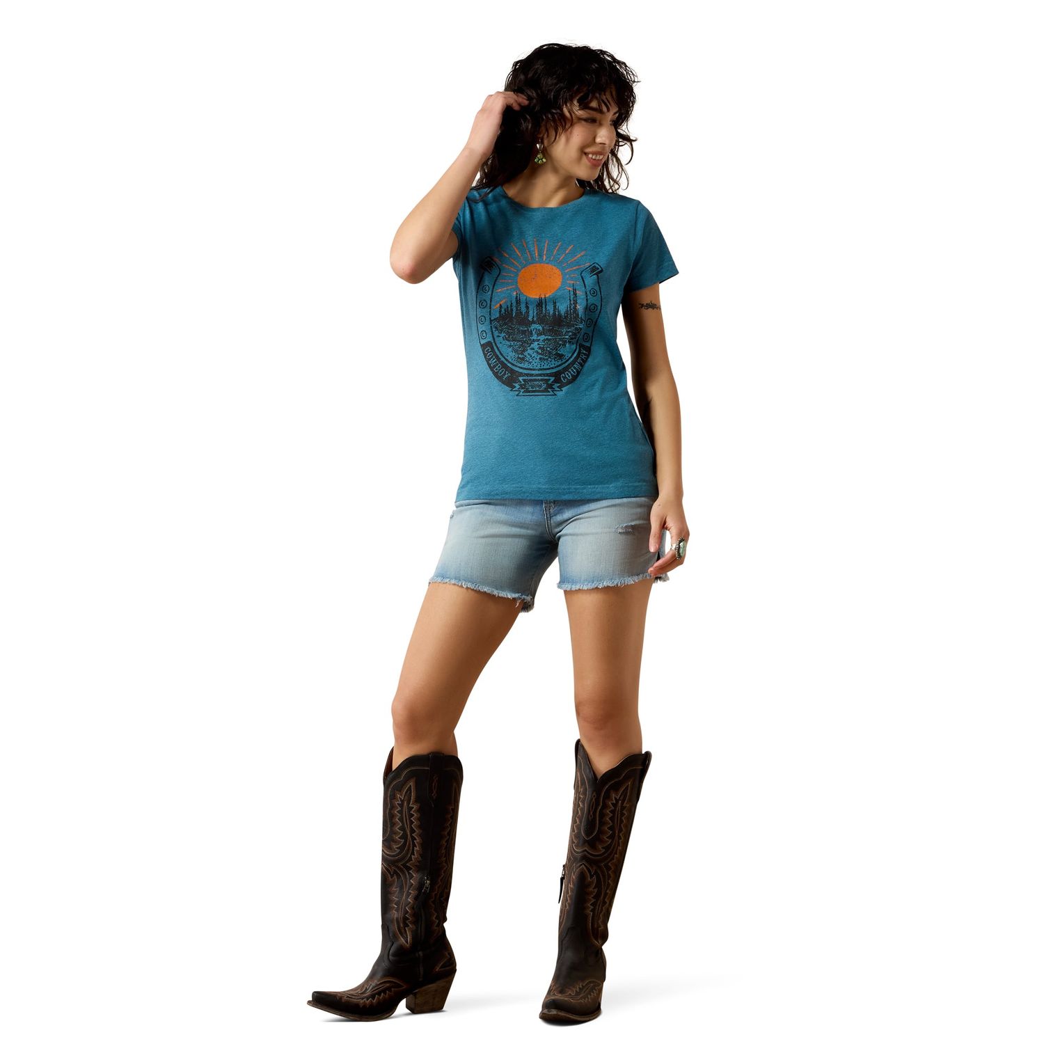 Ariat Women's Horseshoe Country T-Shirt - Oceanside - APP-ARI-10082170-XS