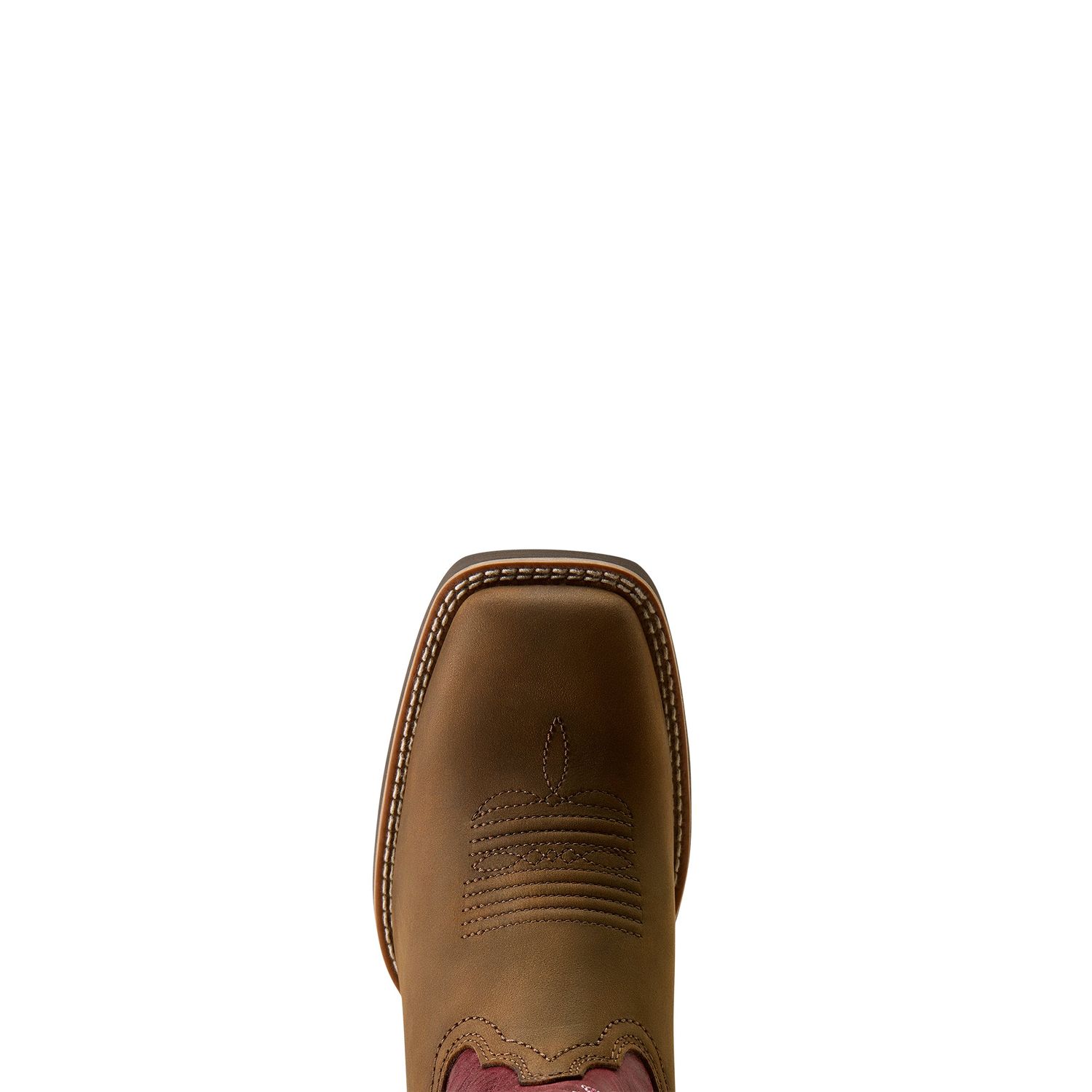 Ariat Women's Hybrid Ranchwork Wide Square Toe Western Boot - Backwoods Brown/Berry Spice