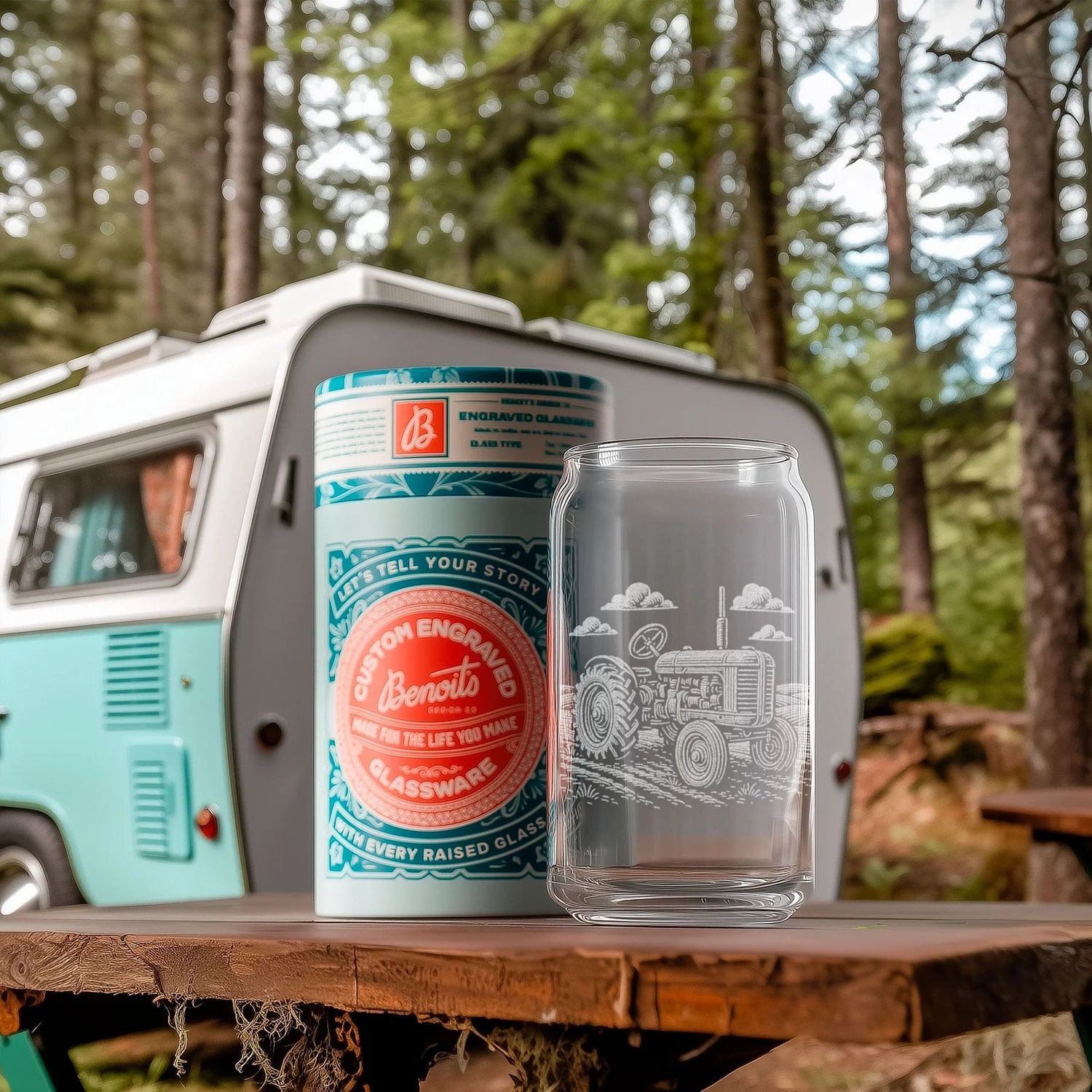 Benoit's Tractor Beer Can Drinking Glasses
