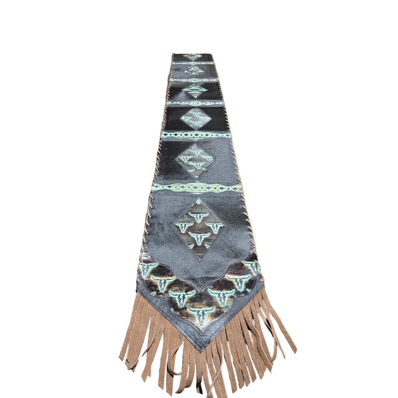 D2W Trading Fringed Longhorn Diamonds w Details &amp; Navajo Table Runner - Multiple Lengths