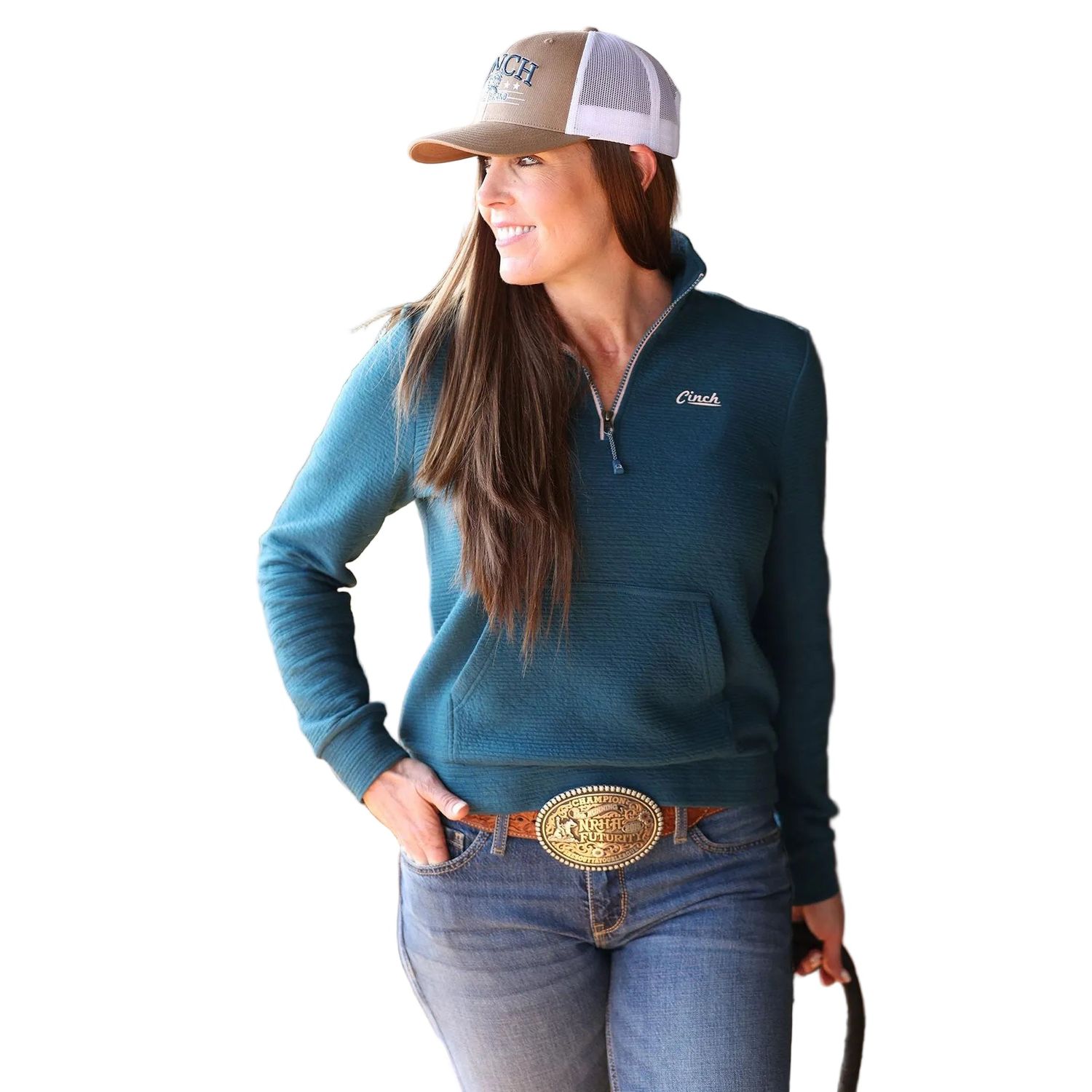 Cruel Women's Long Sleeve 1/4 Zip Sweatshirt - Teal