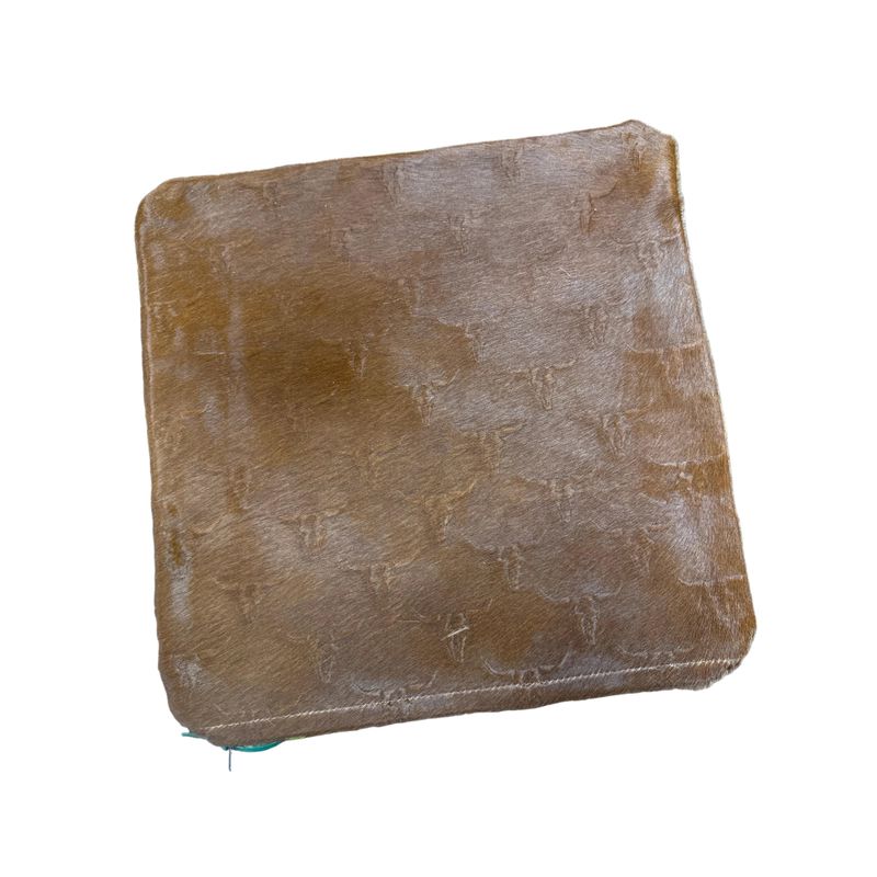 D2W Embossed Longhorn Double Sided Cowhide Pillow Case - Brown