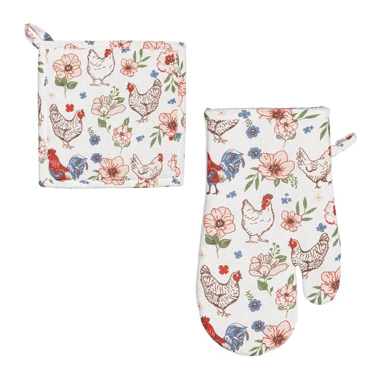 Evergreen Petal &amp; Plow Gift Set Oven Mitt and Pot Holder