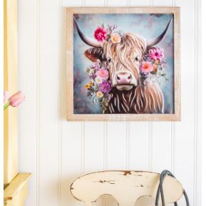 Evergreen Petal &amp; Plow Hyland Cow Indoor Wall Decor