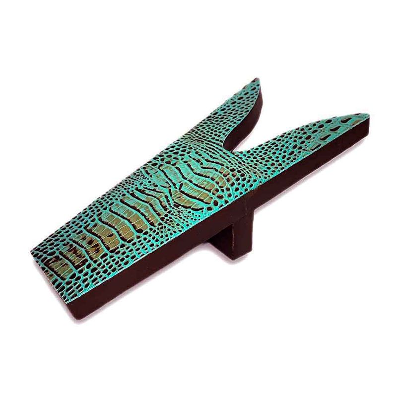 D2W Trading Floral Embossed Leather Croc Boot Jack - Turquoise