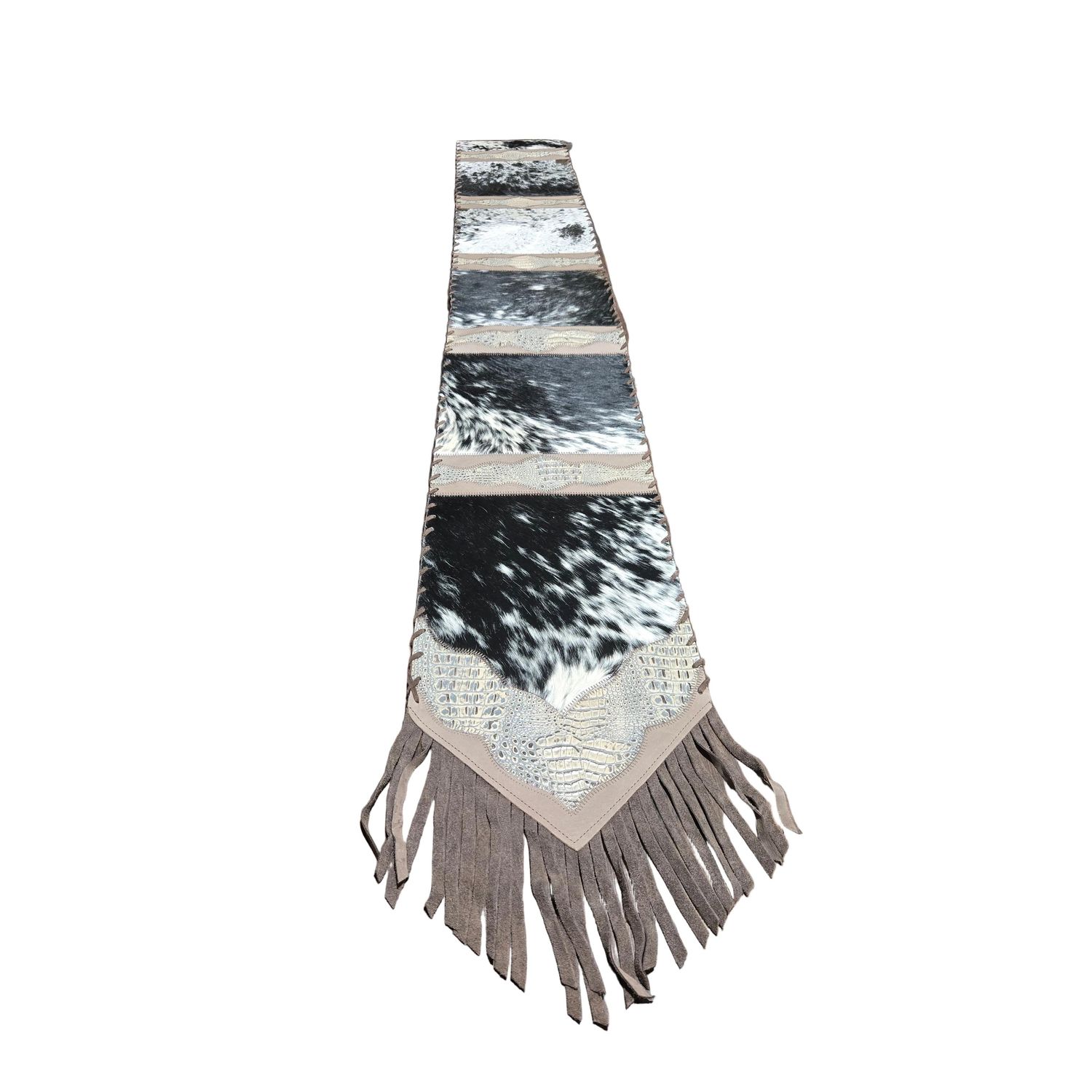 D2W Trading Table Runner Model 2 - Plain w Details &amp; Fringes Croc Tan