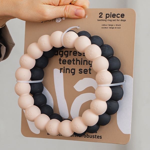 Dexypaws Dog Aggresive Chew Teething Ring-Nude &amp; Black