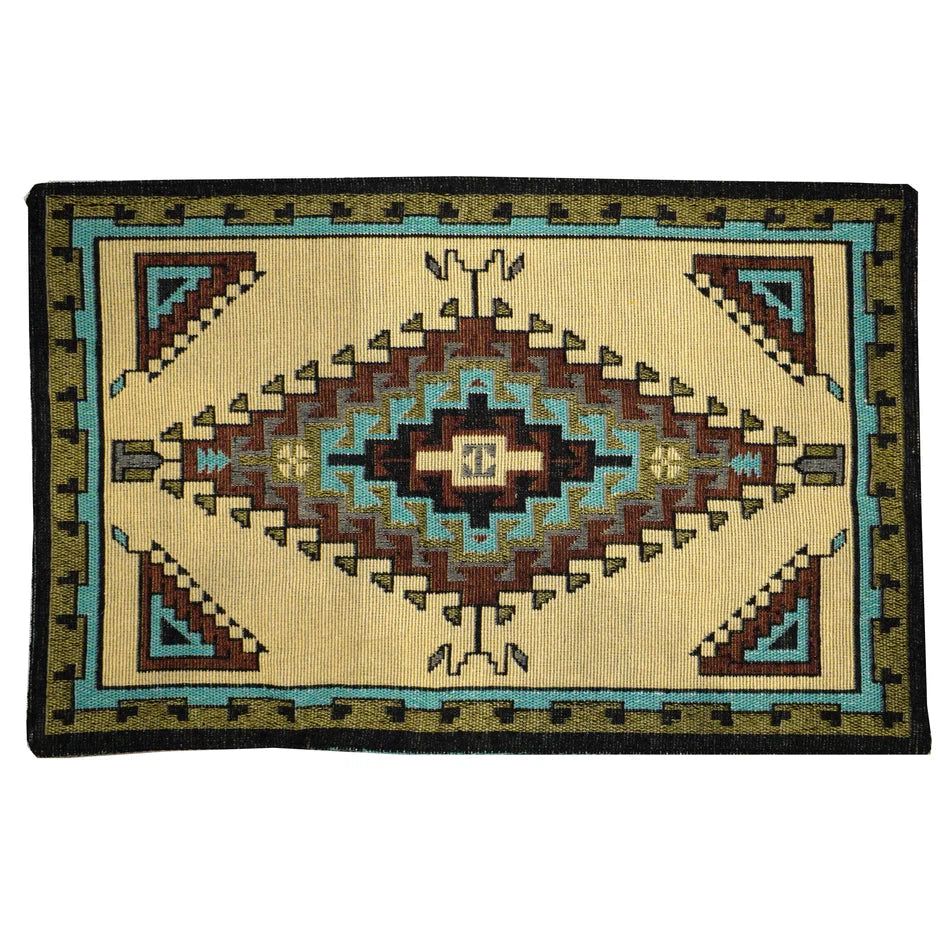 El Paso Southwest Jacquard Table Mats -Natural/Black/Turquoise/Brown - OJMAT2