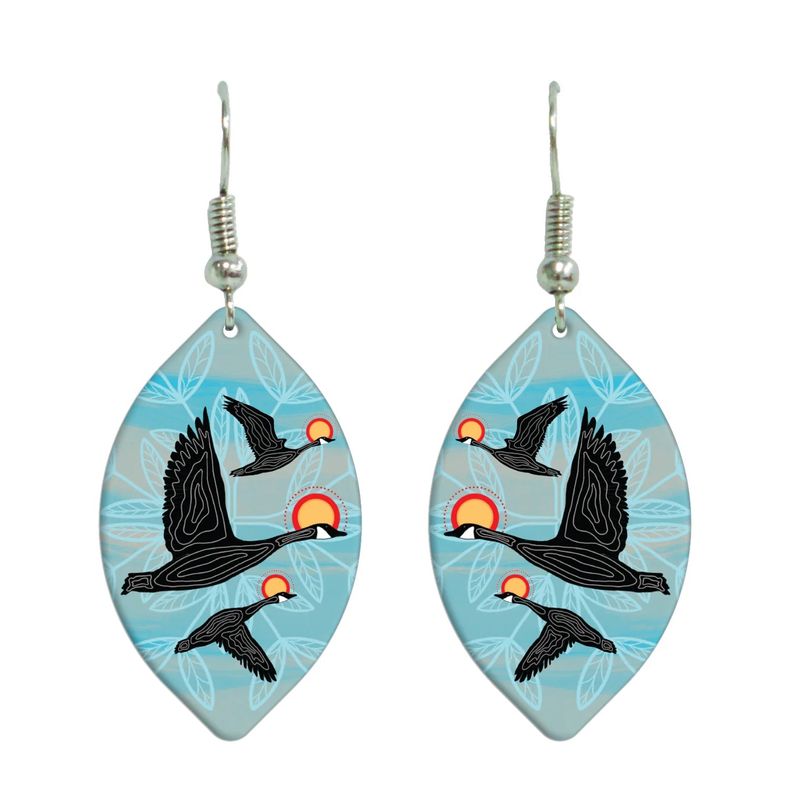 Eruoma Awashish Niskak Geese Gallery Collection Earrings - Blue