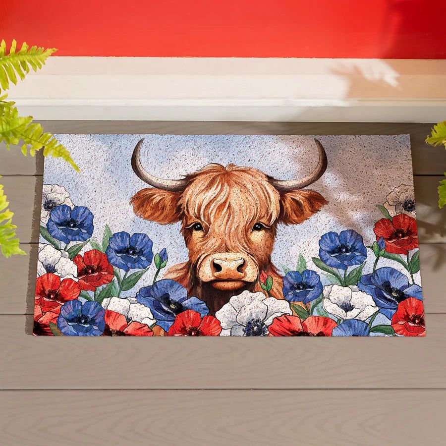 Evergreen American Classic Highland Cow PVC Trapper Mat - 28 x 16