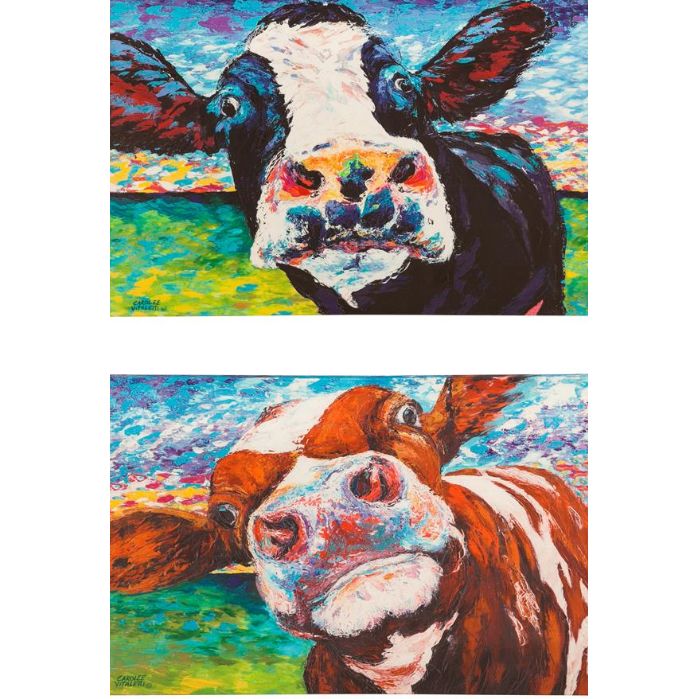 Evergreen Petal &amp; Plow Curious Cow Set Wall Decor - 36 x 24