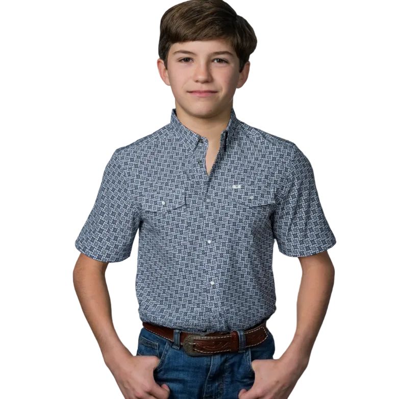 Ferrell Brand Boy's Colton Short Sleeve Shirt - Blue