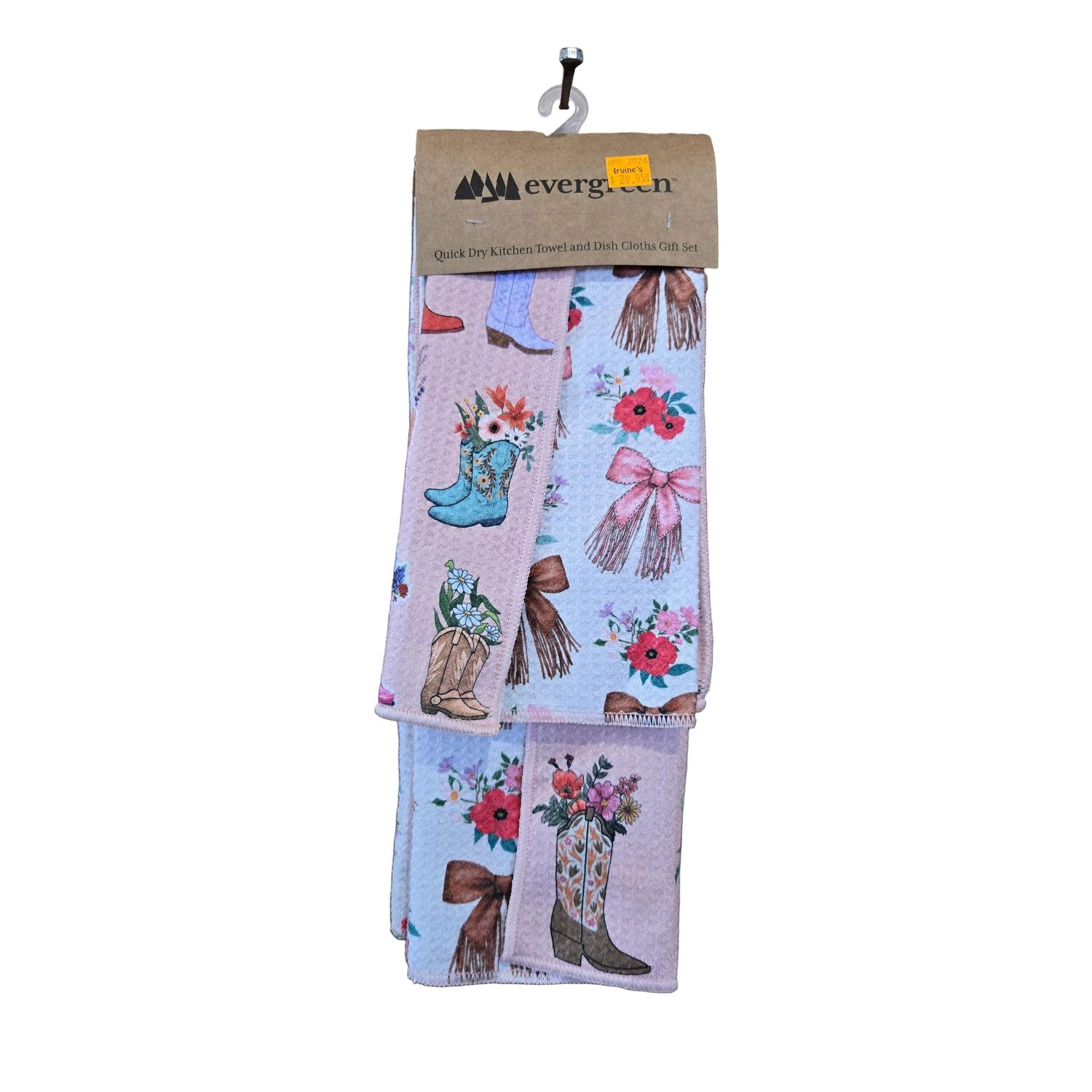 Evergreen Hillside Pasture Cowboy Boots Towel Set - KGGNJ04KT