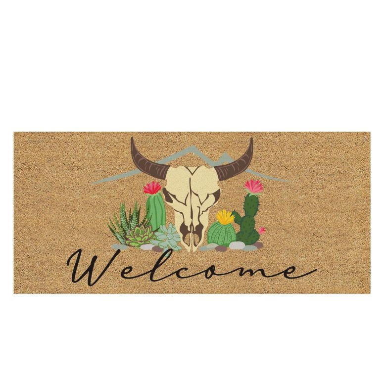 Evergreen Longhorn Flocked Coir Sassafras Door Mat-10 x 22
