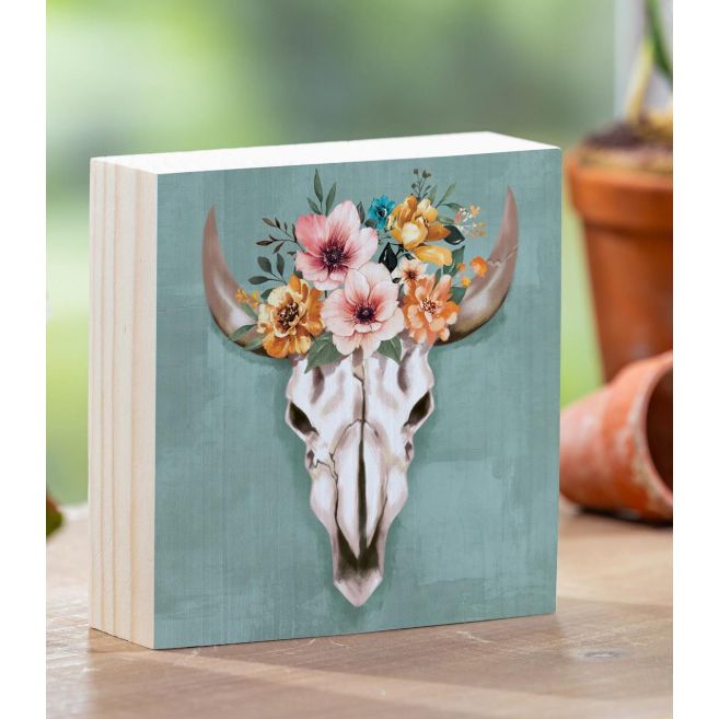 Evergreen Petal &amp; Plow Southwest Puebo Wood Block Sign- 6x6