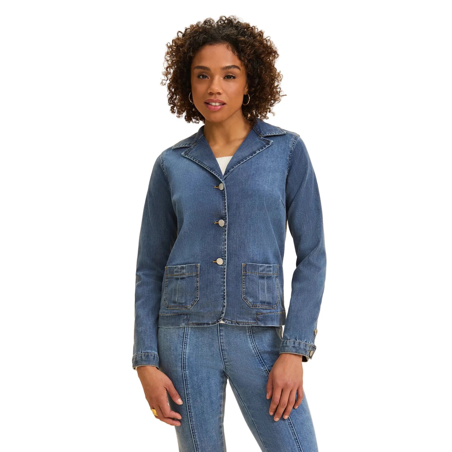 FDJ Women's Denim Blazer Jacket - Medium Wash
