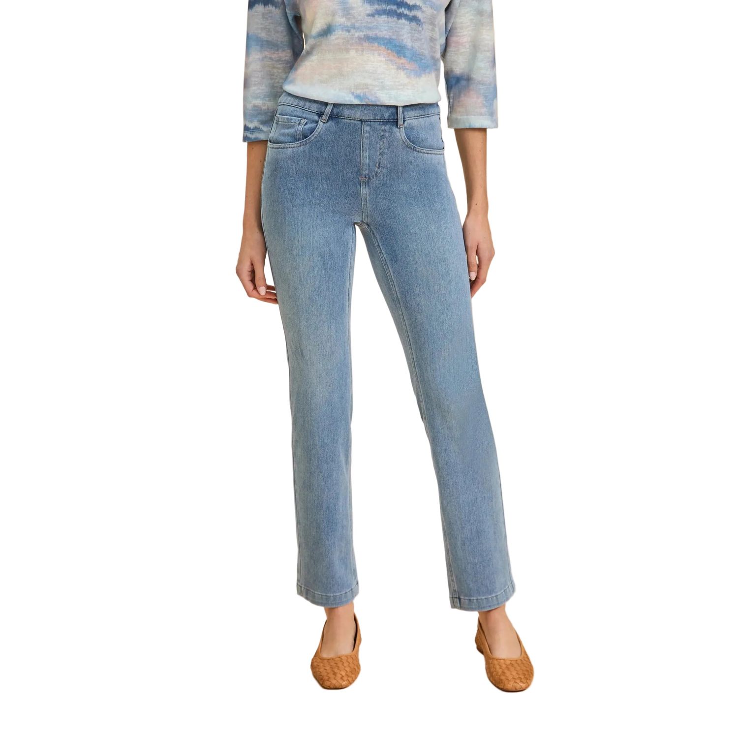 FDJ Women's Pull-On Straight Leg Denim - Light Denim