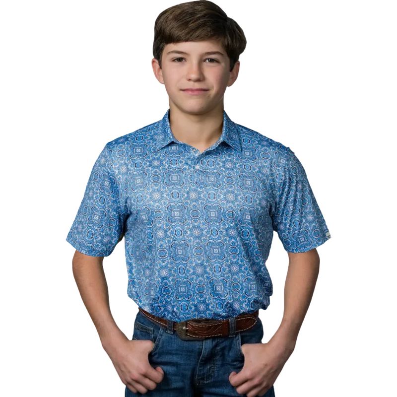 Ferrell Brand Boy's Bennett Short Sleeve Polo - Light Blue