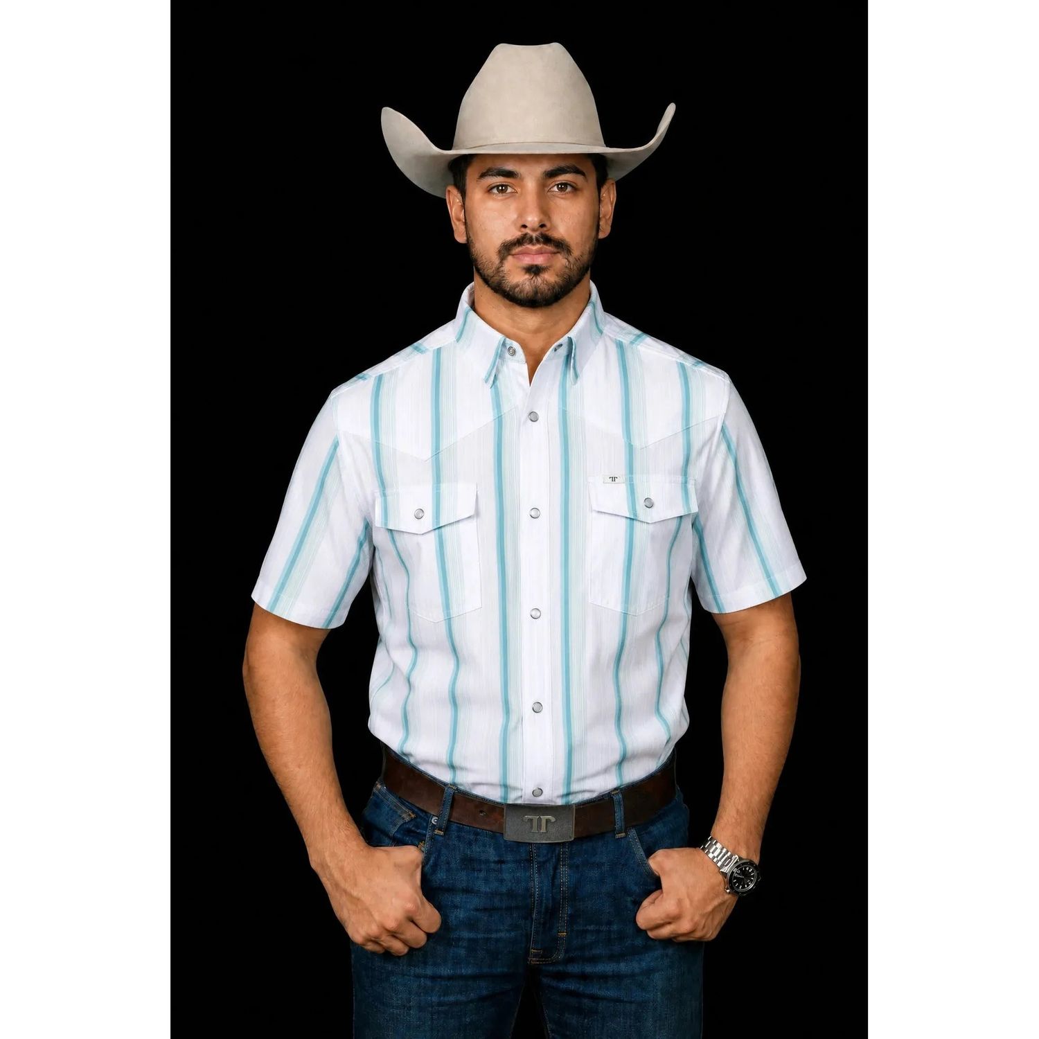 Ferrell Brand Men's The Tristan Short Sleeve Snap Shirt- Green