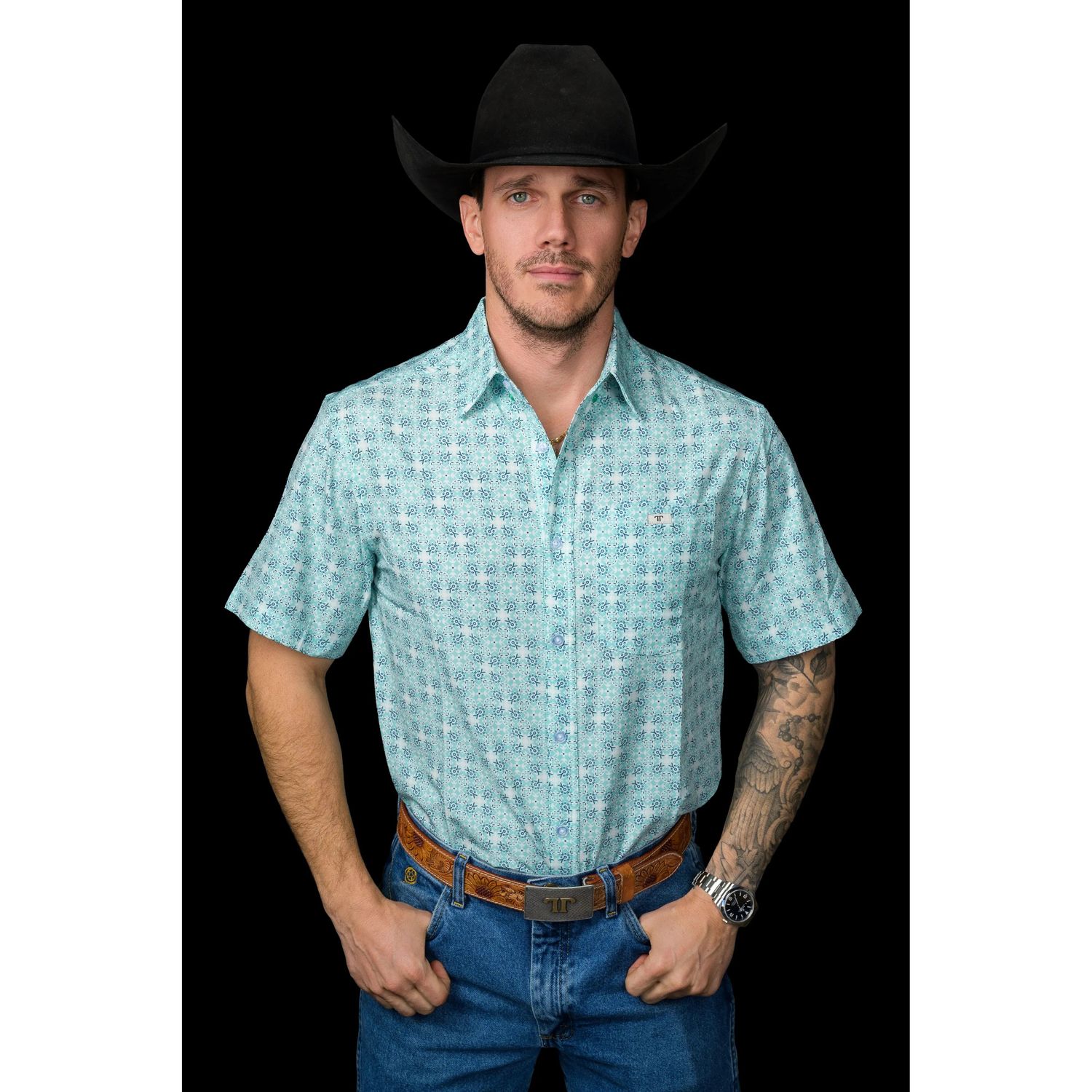 Ferrell Brand Men's The Wesley Short Sleeve Shirt- Green