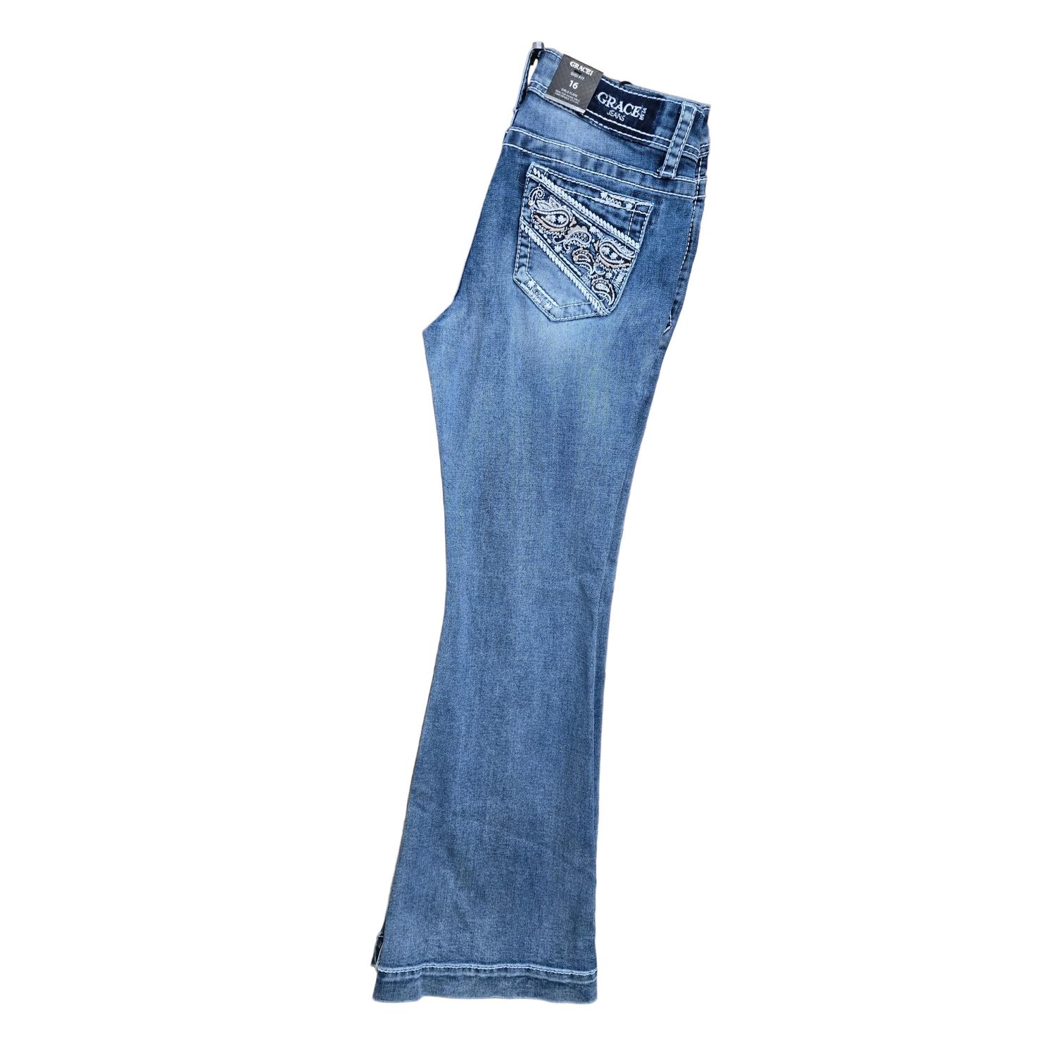 Grace in LA Girl's Zig Zig Stitch Jeans