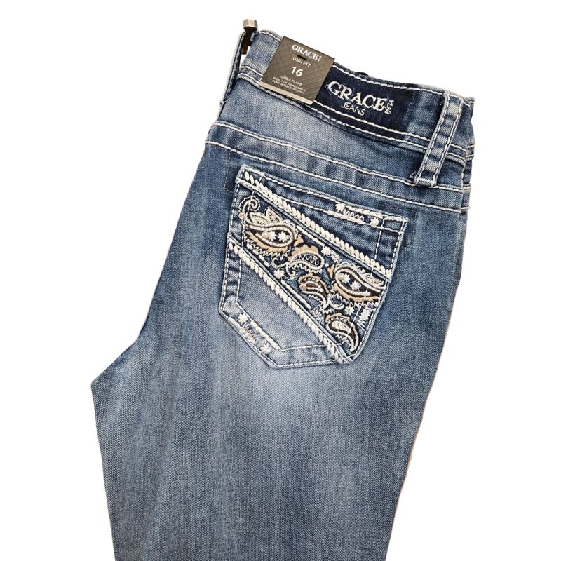 Grace in LA Girl's Zig Zig Stitch Jeans