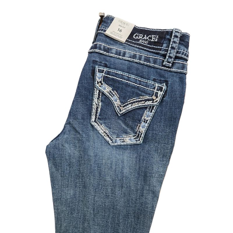 Grace in LA Girl's Border Faux Jeans