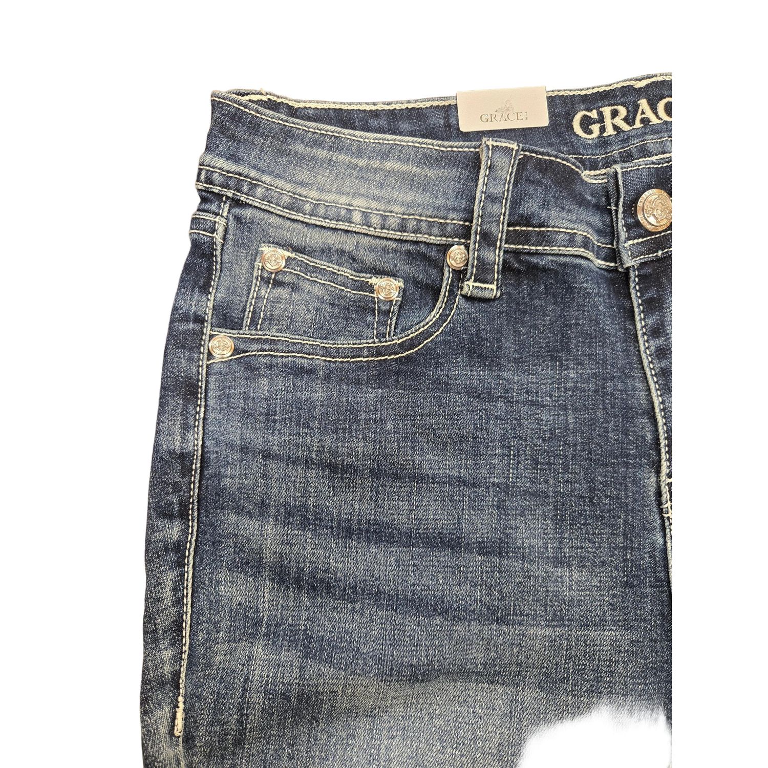 Grace in LA Women's Bug Tote Embroidered Jeans - EL81833