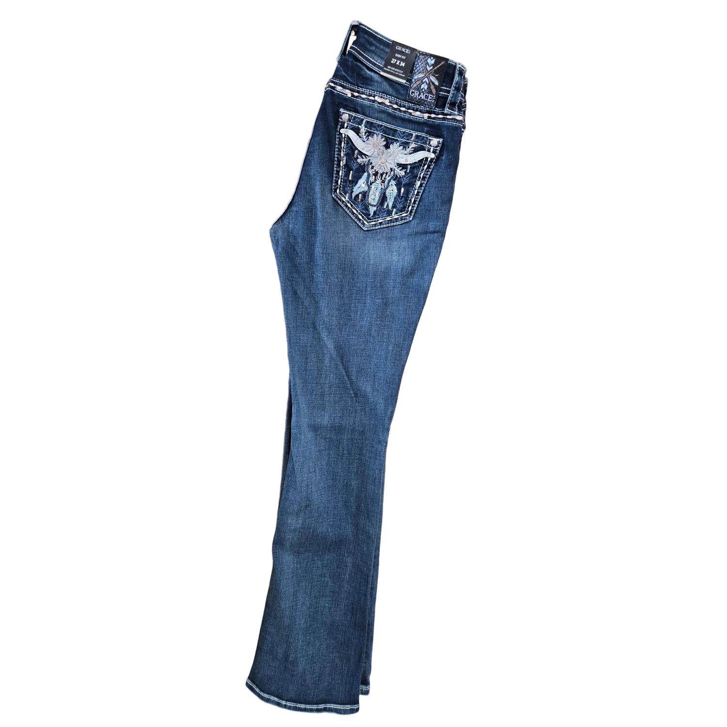 Grace in LA Women's Steer Head Jeans - EB81811