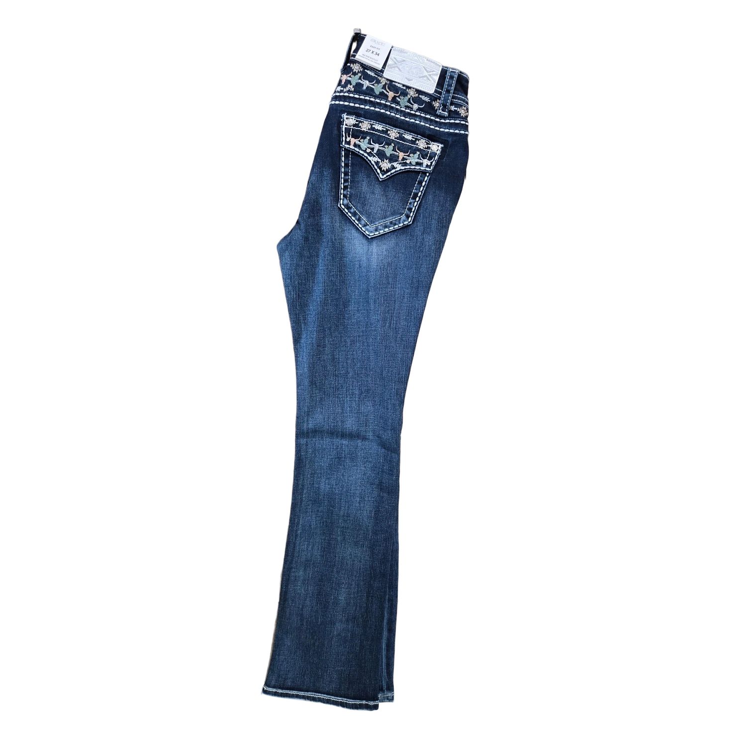 Grace in LA Women's Yoke Embroidery Jeans - EB81834